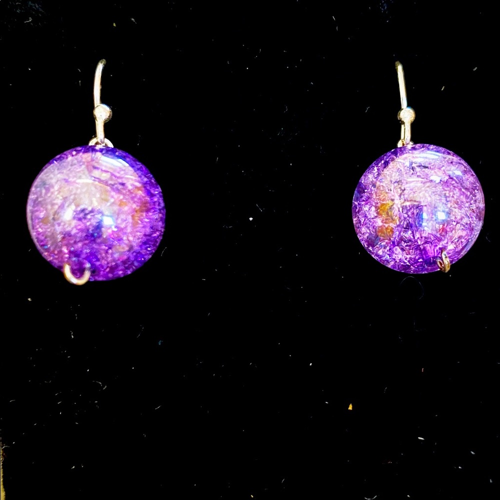 Handcrafted purple sphere earrings